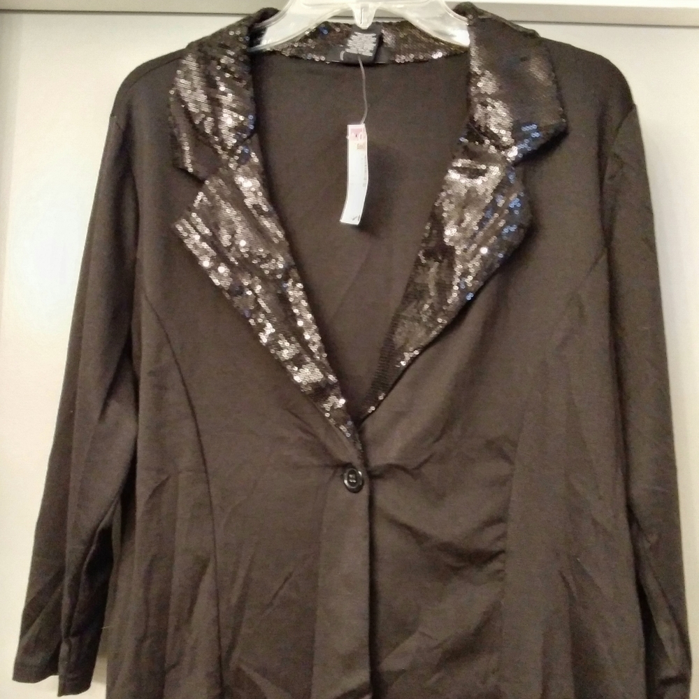 Deb Black Sequin Blazer Jacket - image 1